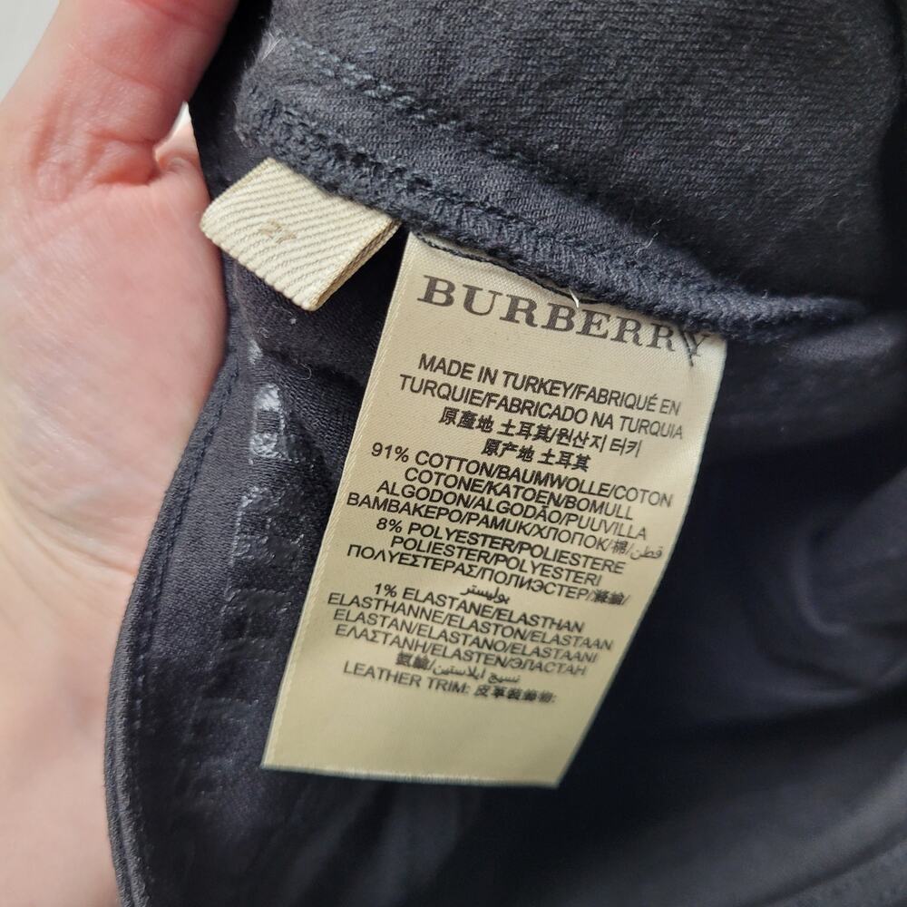 Burberry Brit black leather panel skinny jeans equestrian moto - Picture 7 of 10